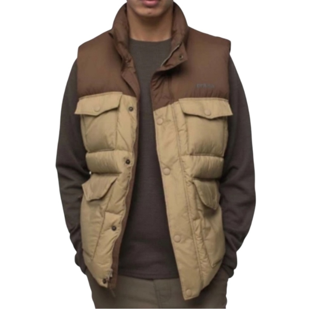 prAna Duck Down Timber Trail Vest Mens XLarge Colorblock Full Zip Puffer NWT ❤️